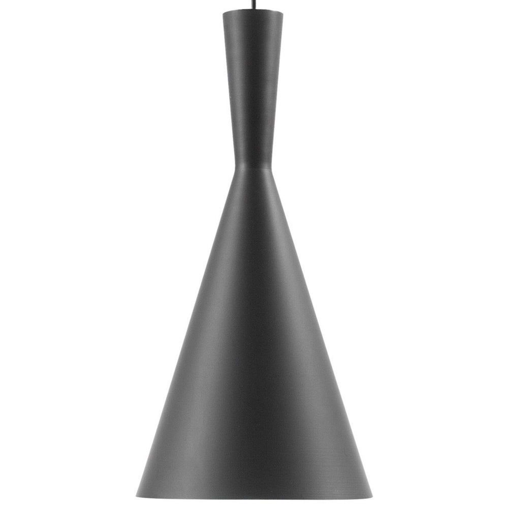 Lampadario in Metallo Nero e dorato con Paralume a Forma di Cono