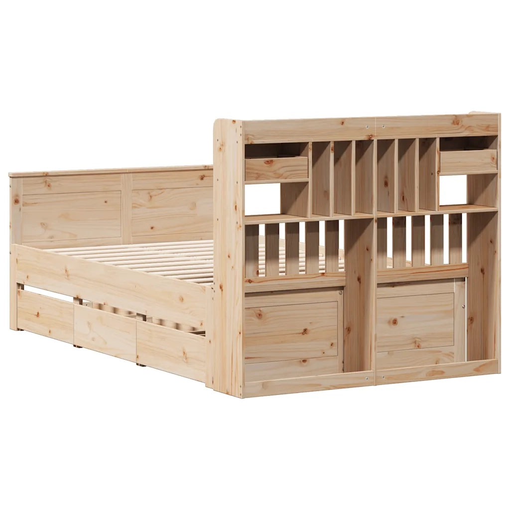 Letto Libreria senza Materasso 135x190 cm in Legno di Pino 3308936