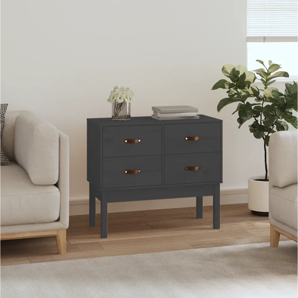 Mobile Consolle Grigia 90x40x78 cm in Legno Massello di Pino 821741