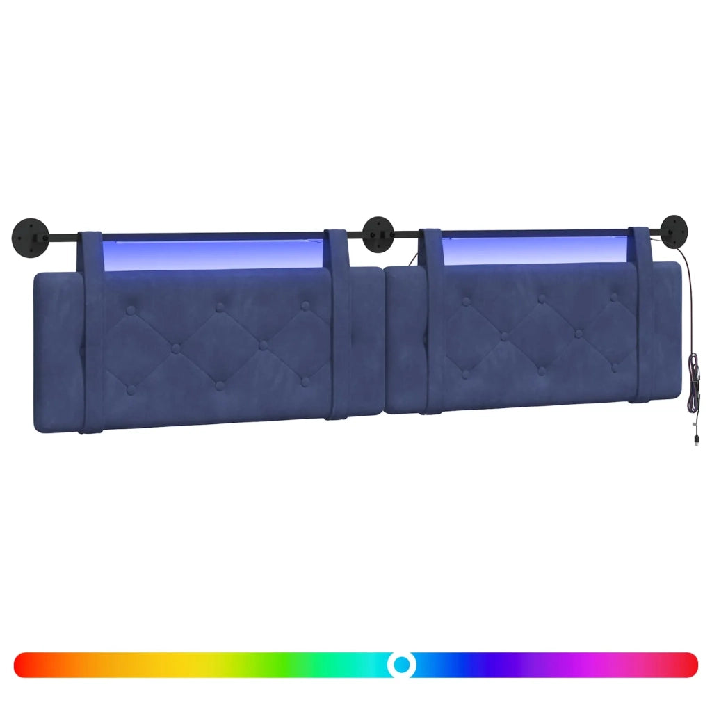 Testiera | Testata sospesa Con luce LED Blu Polizia Velluto