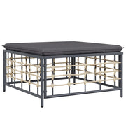 Poggiapiedi da Giardino con Cuscino in Polyrattan Grigio Scuro CFW7930619