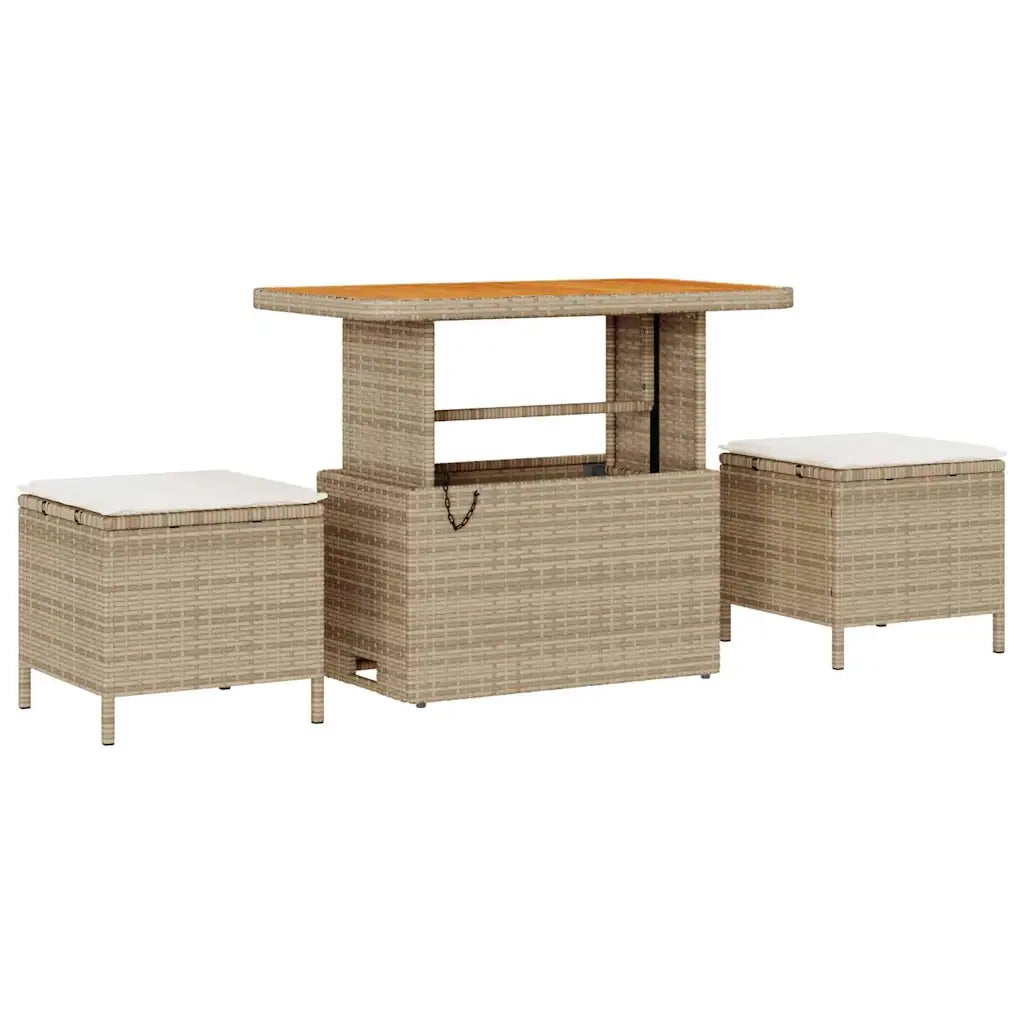 Set Divano da Giardino con cuscino 11 pcs Beige e Crema