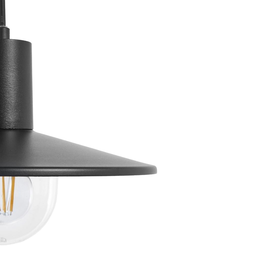 Lampada da esterno a sospensione in alluminio nero, finitura opaca, paralume sintetico, stile moderno