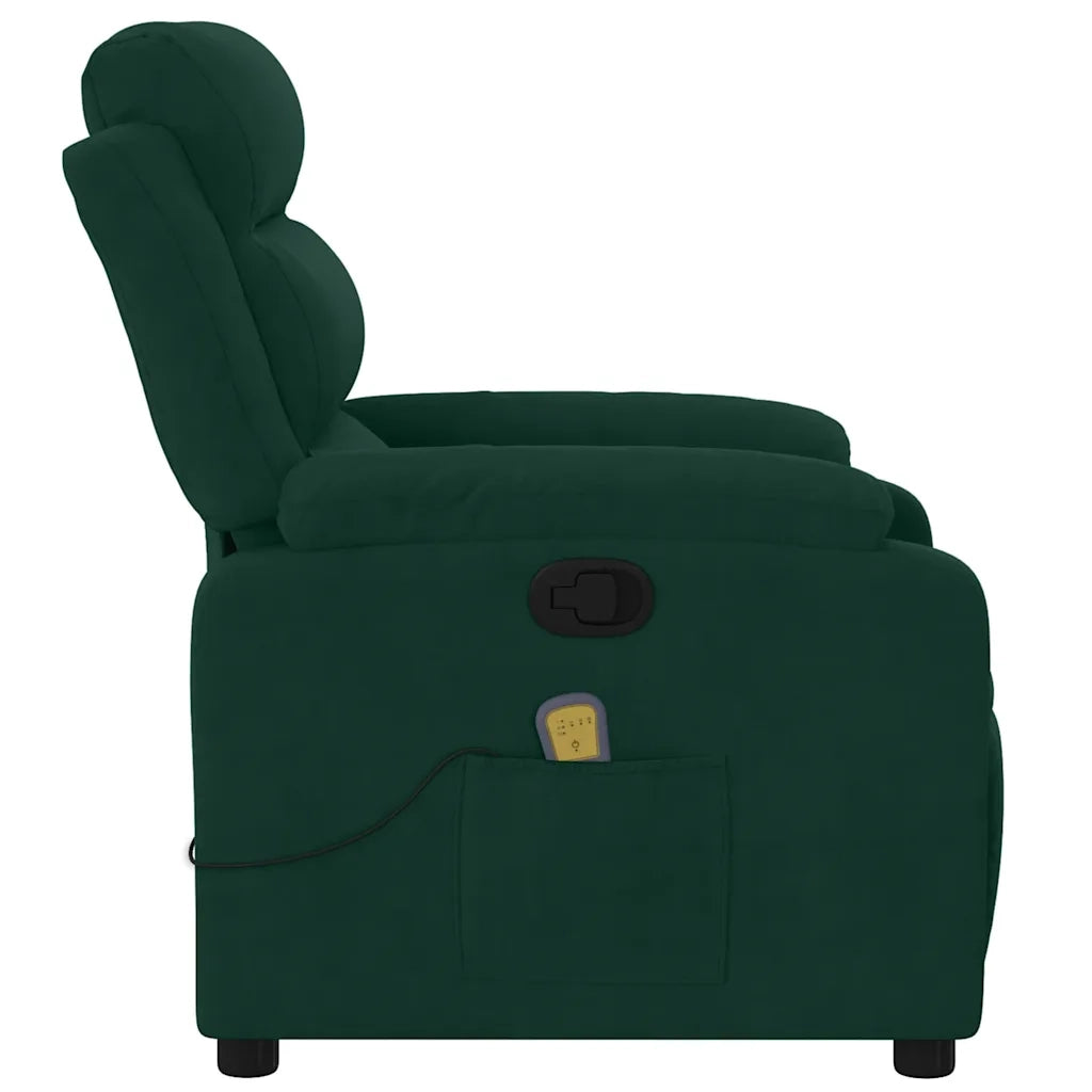 Divano Sedia-Poltrona Massaggiante Reclinabile Verde Scuro in Velluto 312089