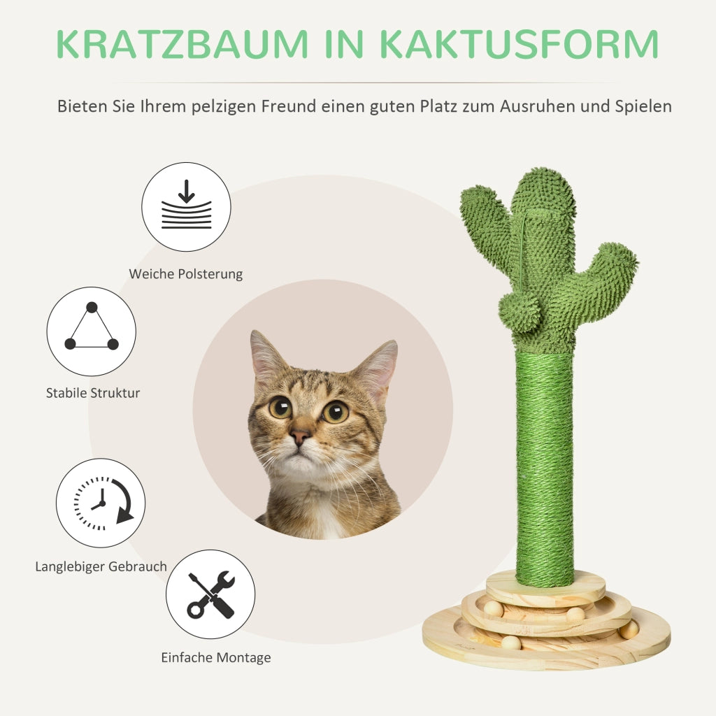 Albero tiragraffi per gatti con palla e piattaforma ¨C zephmum ¨C Verde 60 cm