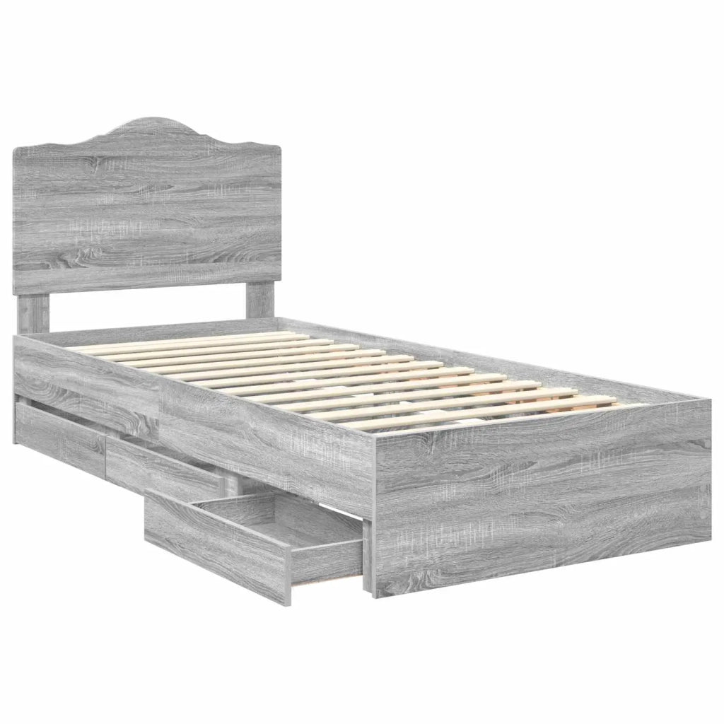 Struttura del letto con cassetto Sonoma grigia 90 x 190 cm 3413462