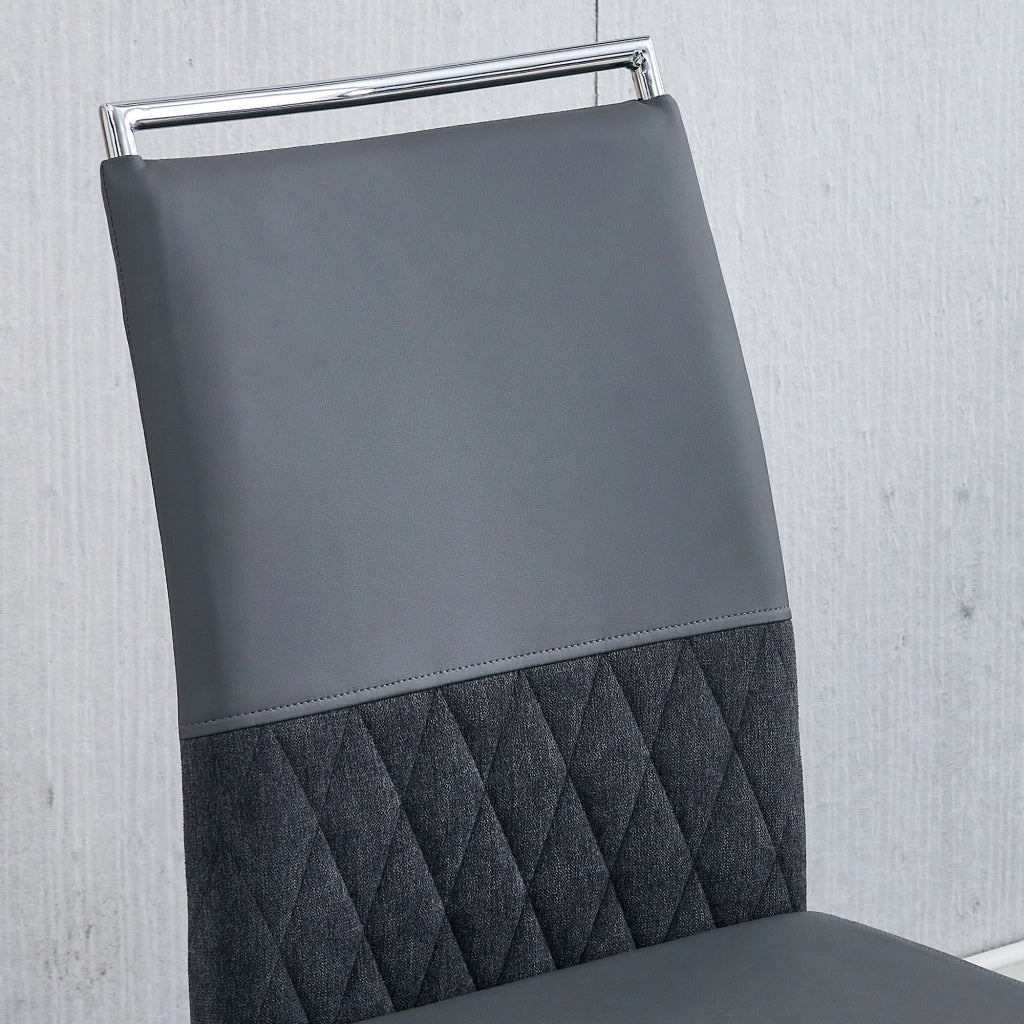 SEDIA da pranzo ergonomica grigia con schienale in PU e lino