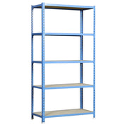Scaffale in metallo Simon Rack senza viti colore blu/legno 5 ripiani 2000x1100x300 mm Made in Spain