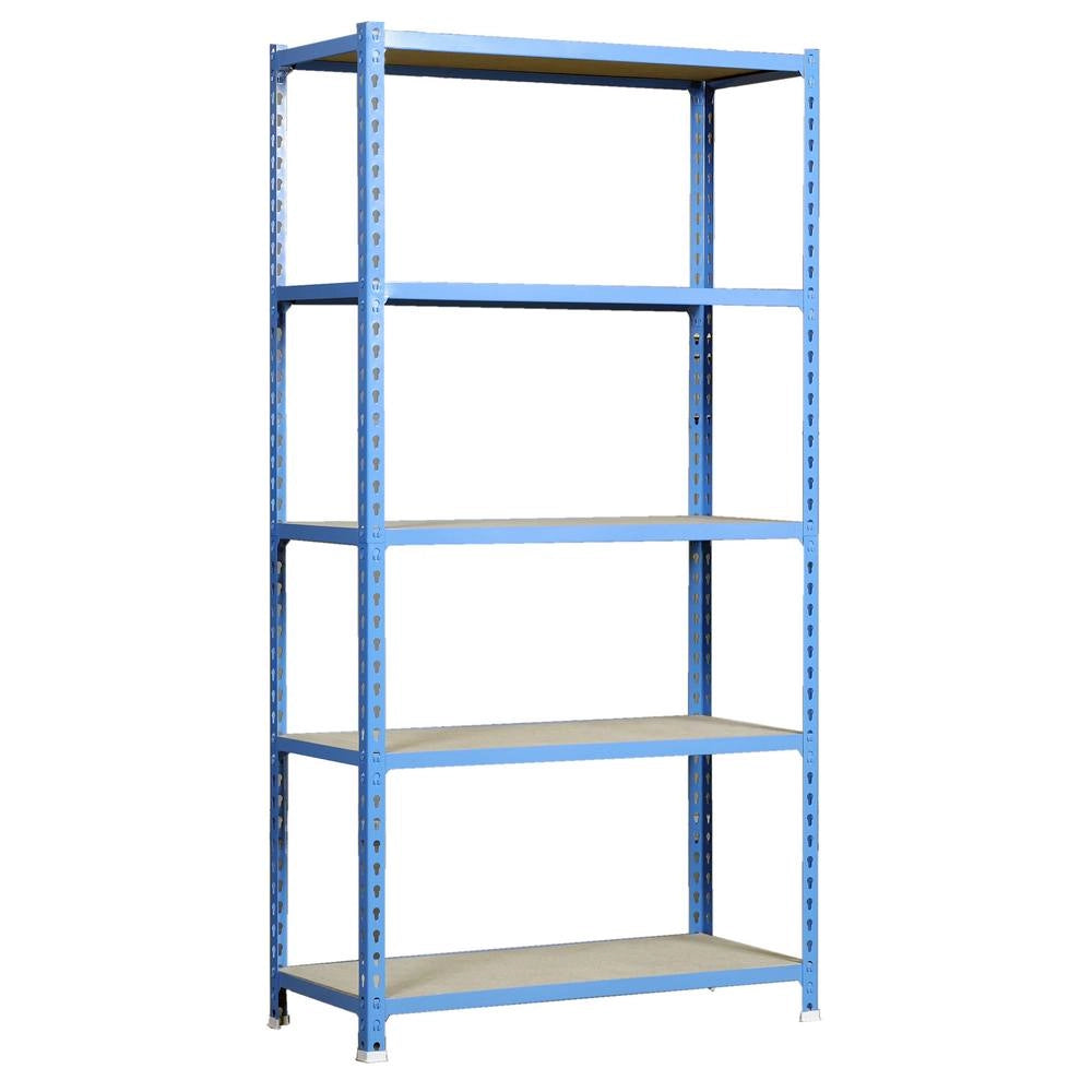 Scaffale in metallo Simon Rack senza viti colore blu/legno 5 ripiani 2000x1100x300 mm Made in Spain