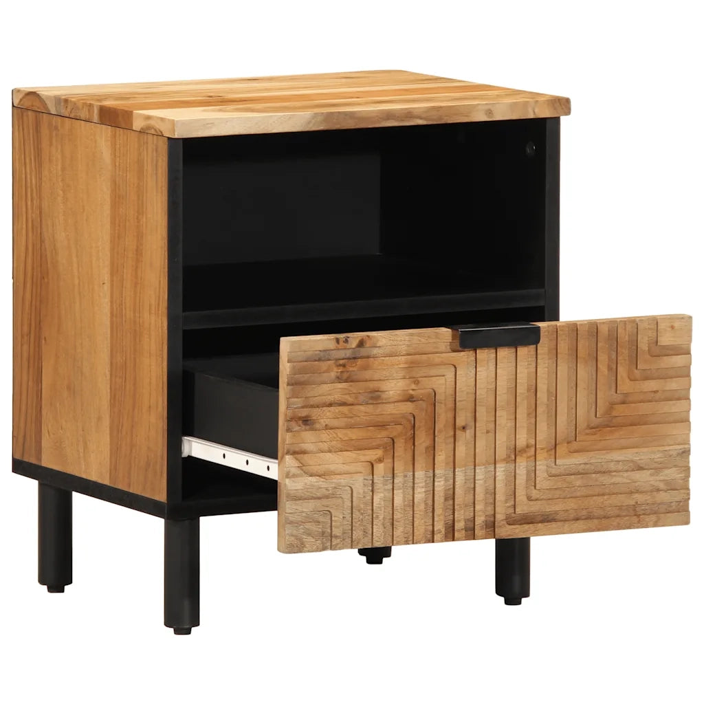 Comodino-Tavolino da notte 40x33x46 cm in Legno Massello di Acacia 860158