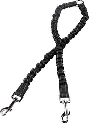 Doppia cintura per cani con rivestimento e elasticità - Cintura nera a doppio senso senza clip - Adatta per passeggiate con il cane