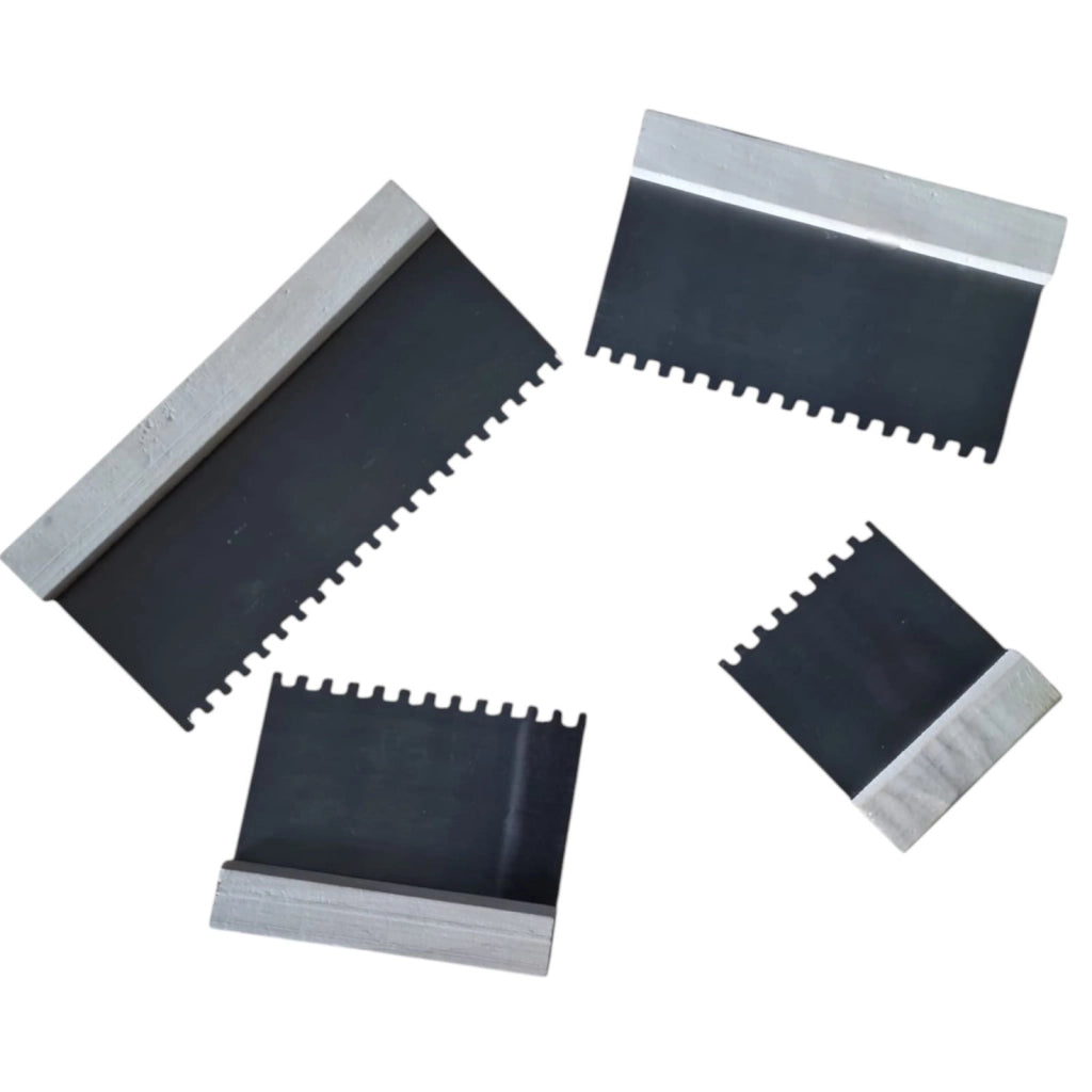 Set 4 pezzi spatole dentate misure 4/6/8/10" per colla manico in legno 63002/3/4/5