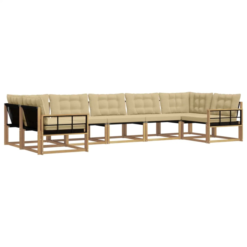 Set di divani da esterno con cuscino 7 pcs Bianco e Beige