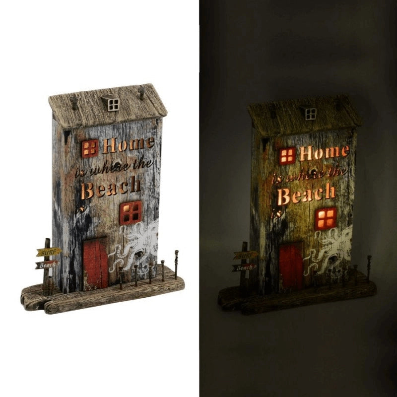 Decorazione Mare Casa Legno Polipo Con Led Cm22X6,5H27