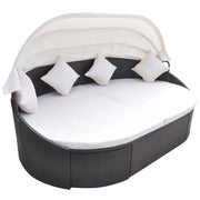 Lettino Prendisole con Baldacchino in Polyrattan Marrone cod mxl 66814