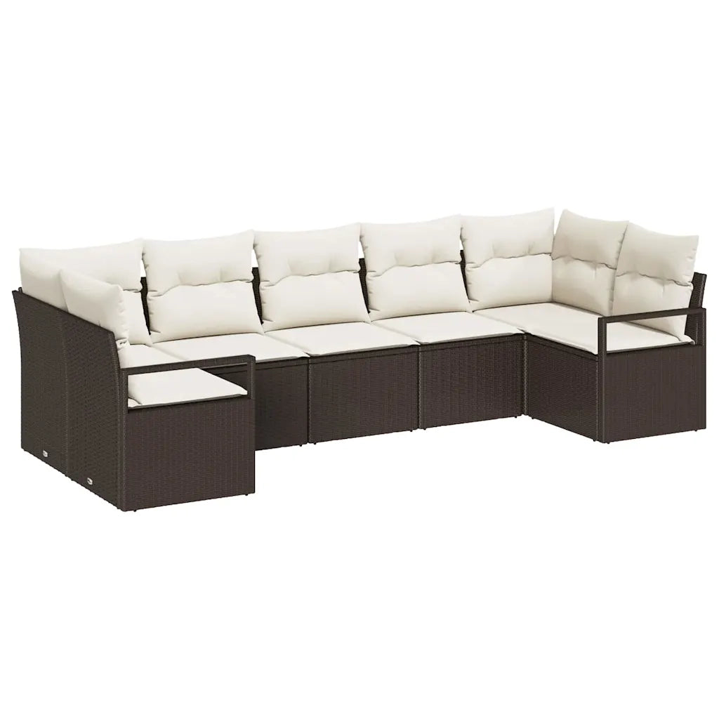 Set di divani con cuscino 7 pcs Marrone polyrattan 3346528