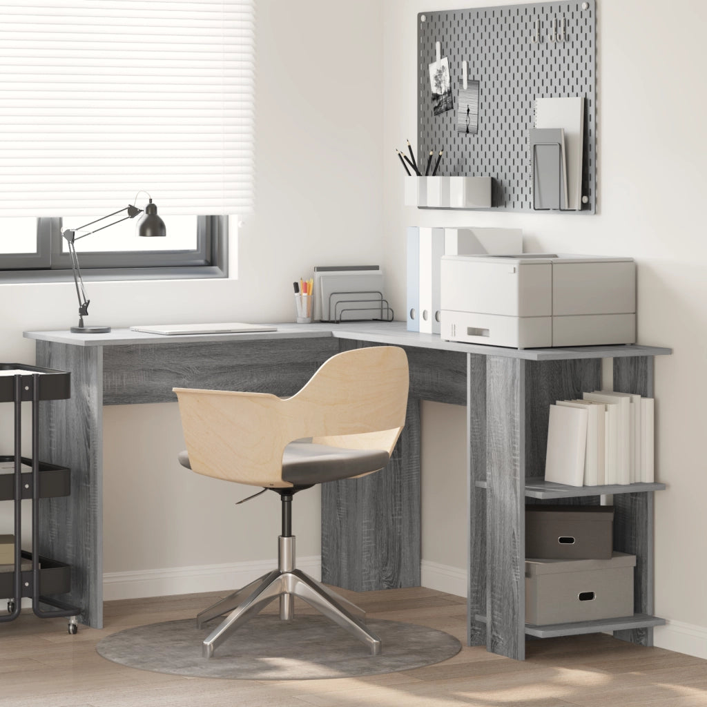 Scrivania Angolare Grigia Grigio Sonoma MDF Standard