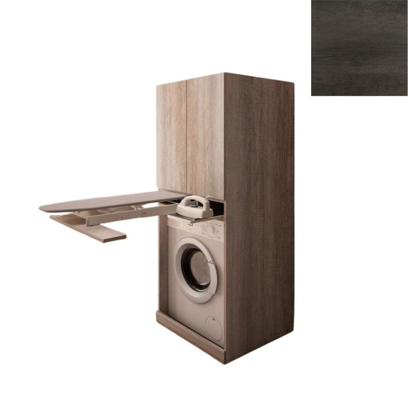 Mobile Lavanderia a Colonna per Lavatrice con Asse da Stiro e Ante Superiori 70x70x174A cm in Nobilitato Unika Olmo
