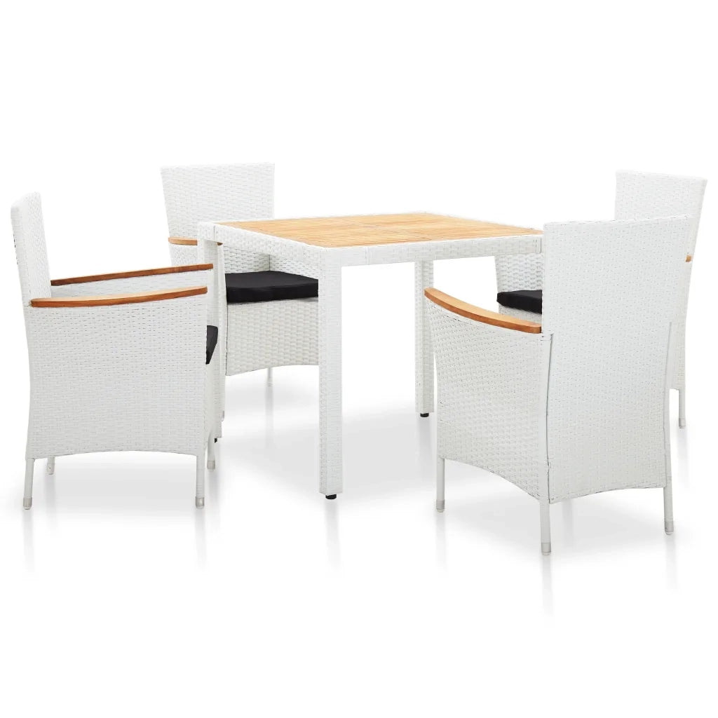 Set da Pranzo da Giardino 5 pz in Polyrattan Bianco cod mxl 34596
