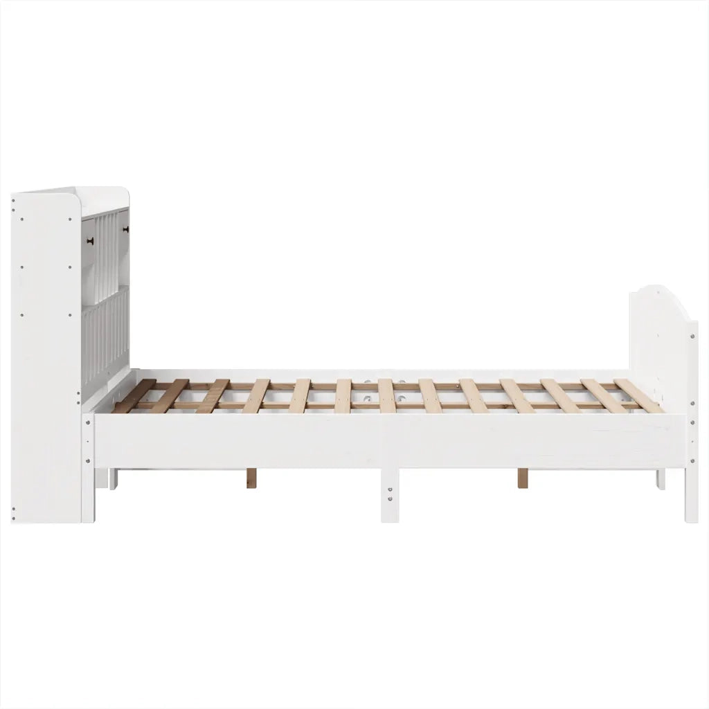 Letto Libreria senza Materasso Bianco 135x190 cm Legno di Pino 3323153