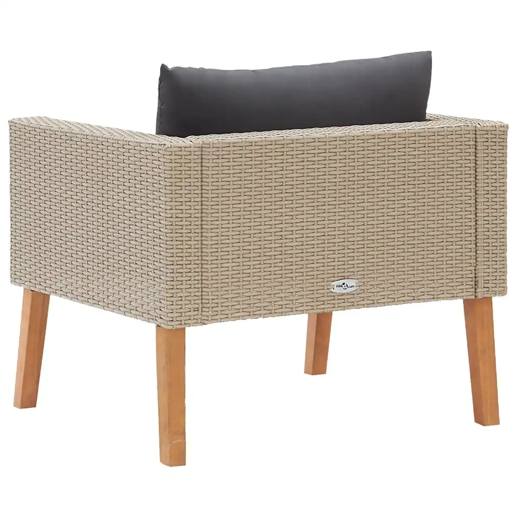 Divano da Giardino Singolo con Cuscini-Sofa da Giardino-Divano da esterno in Polyrattan Beige