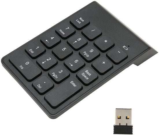 Tastiera Numerica Wireless - 18 Tasti - Compacta e Portatile - Ricevitore USB 2.4G - Efficiente e Silenziosa - Adatta per Tablet e Device...