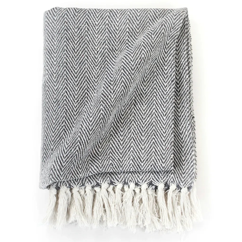 Copriletto in Cotone a Spina di Pesce 220x250 cm Blu Marino 245323