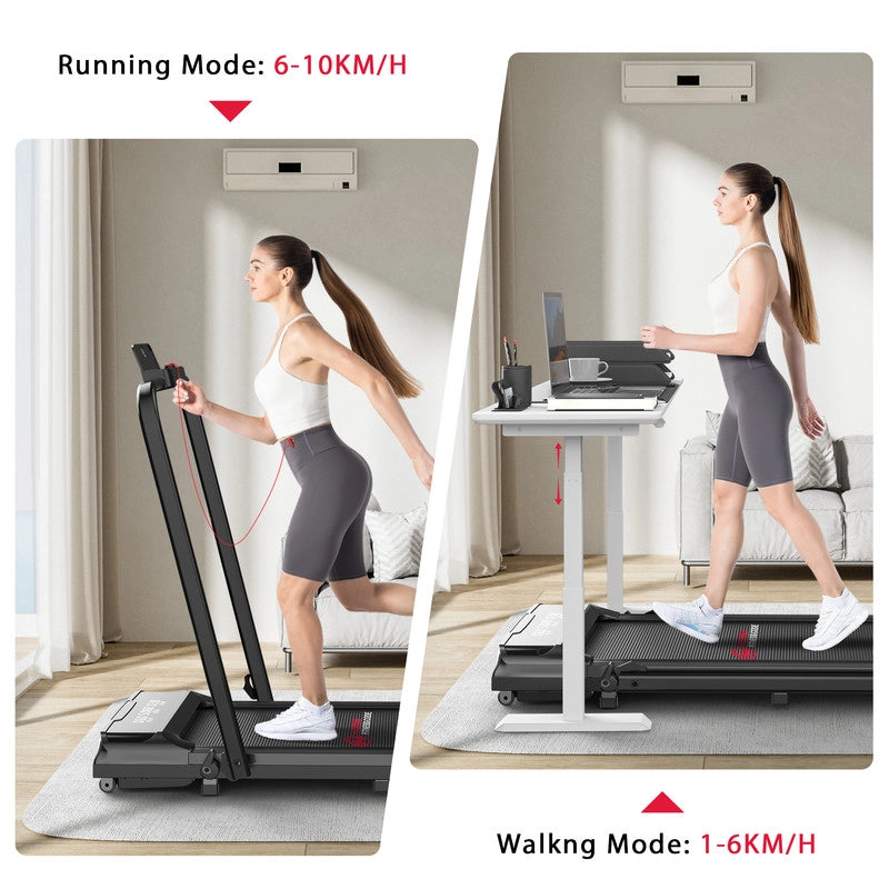 Tapis roulant elettrico pieghevole  2,5 HP, telecomando e LED, velocità regolabile 1-10 km/h