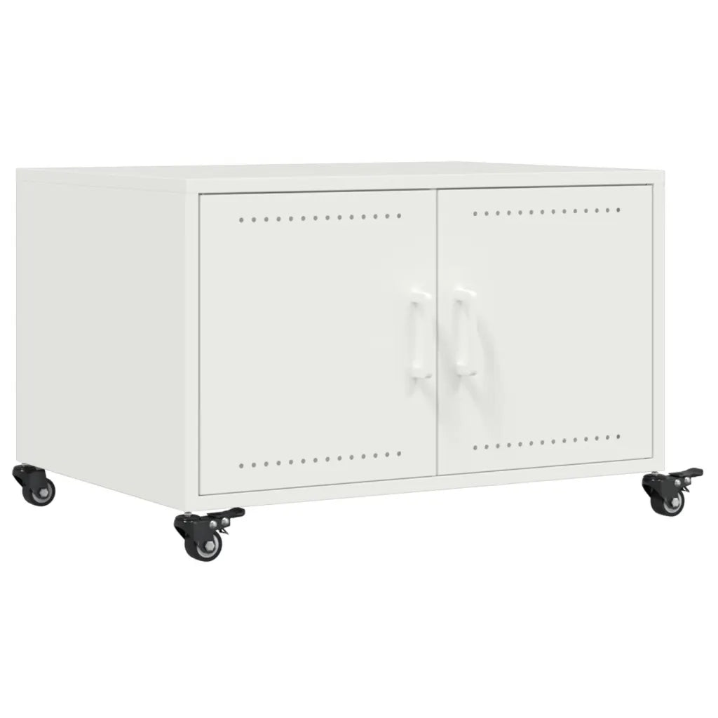Tavolino da Salotto Bianco 68x50x43,5 cm in Acciaio 846691