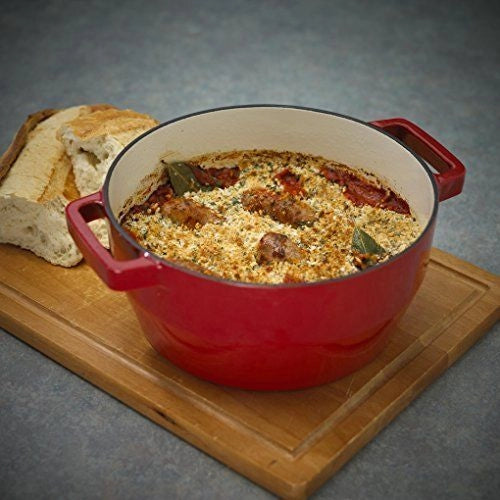 Pyrex SC5AC24 Slow Cook Casseruola in Ghisa Smaltata Rotonda con Coperchio 4 L Induzione forno fino a 280°C colore Rosso