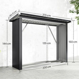 PORTALEGNA da esterno 213x66,5x150 cm in acciaio grigio scuro
