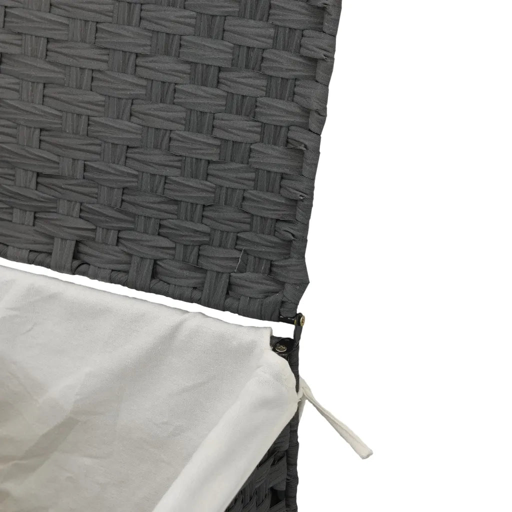 Cesto Portabiancheria Coperchio Grigio 46x33x60 cm Polyrattan 372031
