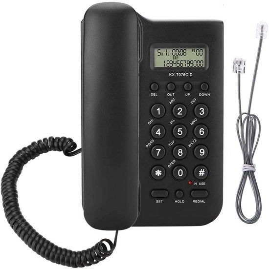 Telefono da Scrivania con Cavo - Display di Chiamata - Montaggio a Parete - Sistema FSK/DTMF - Risparmio Energetico