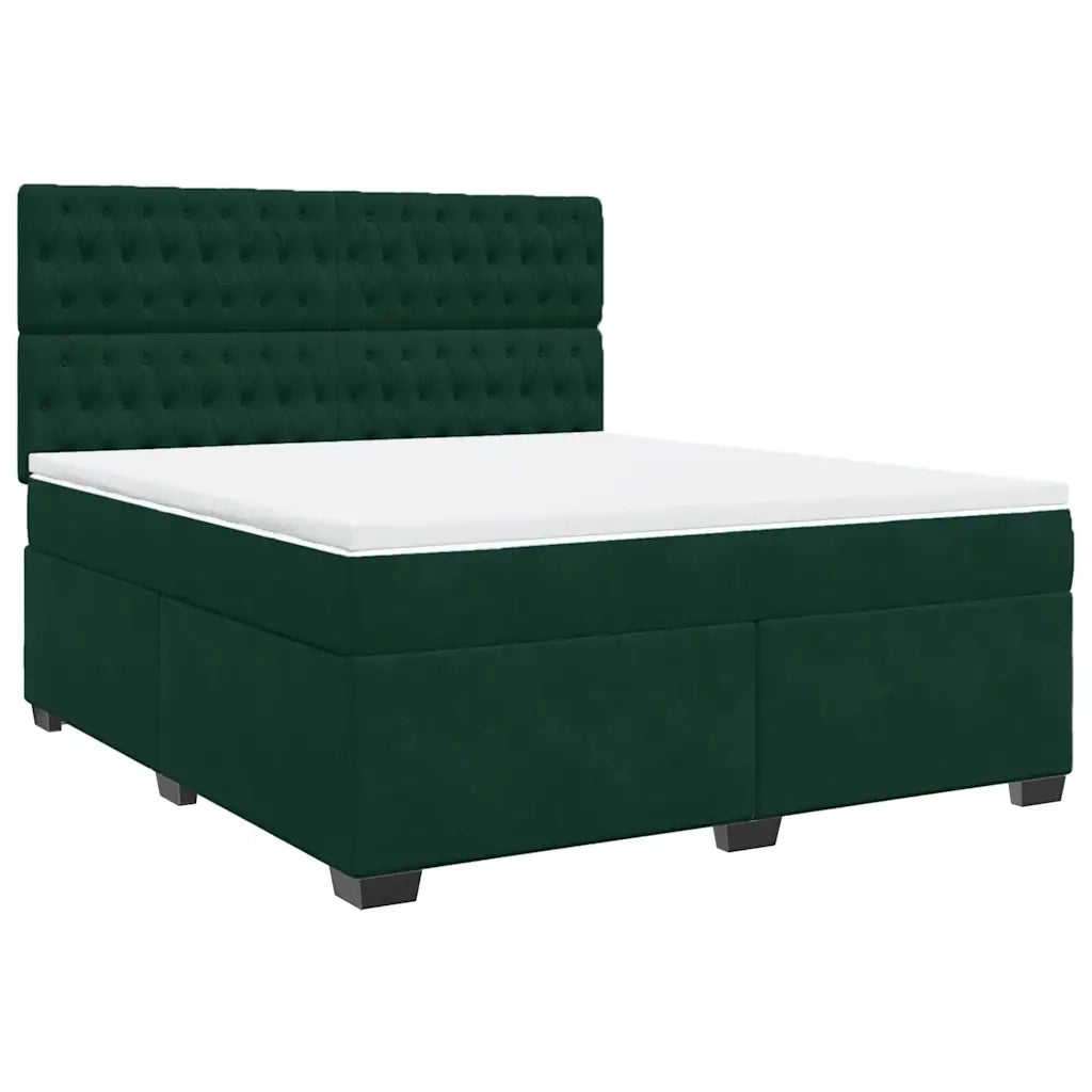 Giroletto a Molle con Materasso Verde Scuro 180x200 cm Velluto