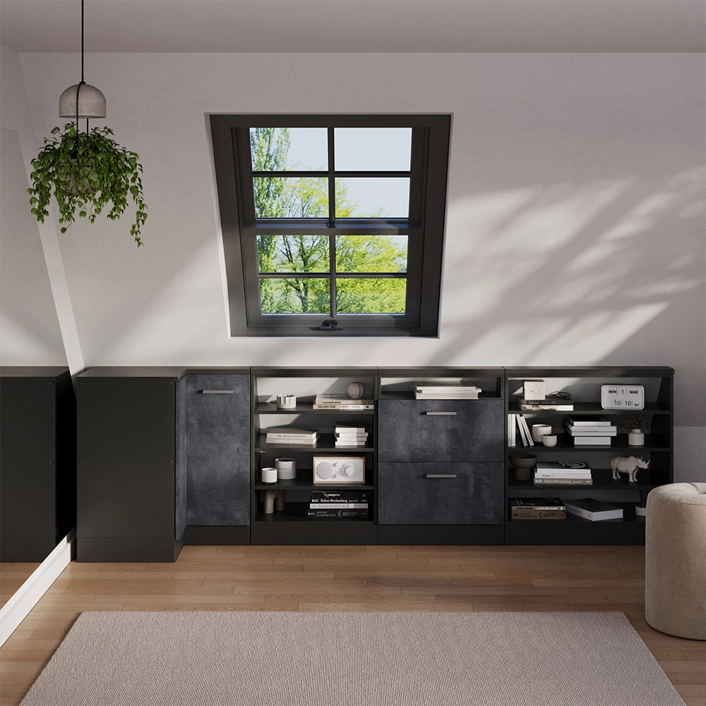 Mobile sottotetto Mobile angolare Rion Calce nera/Antracite 75.6 x 83.8 cm con 1 porta Vicco