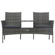 Divano da Giardino 2 Posti con Tavolino in Polyrattan Antracite 47751