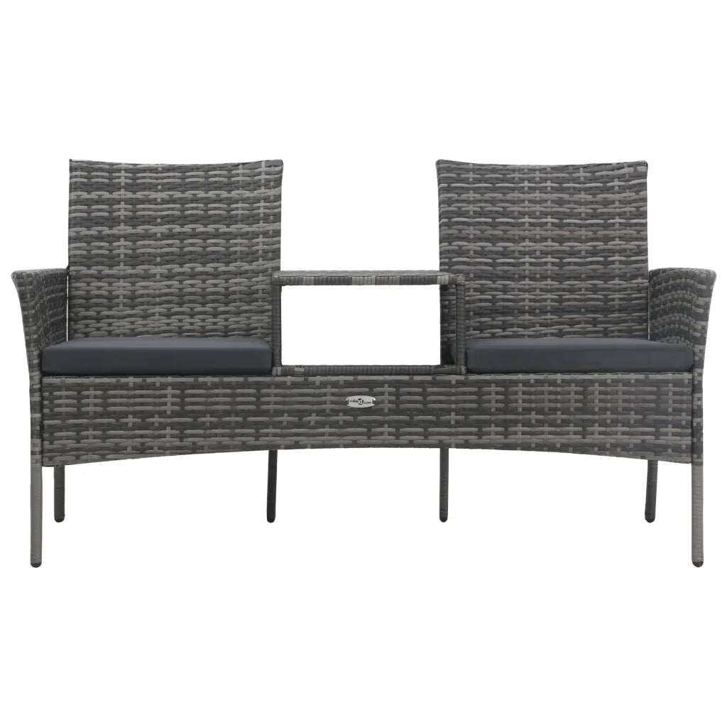 Divano da Giardino 2 Posti con Tavolino in Polyrattan Antracite 47751
