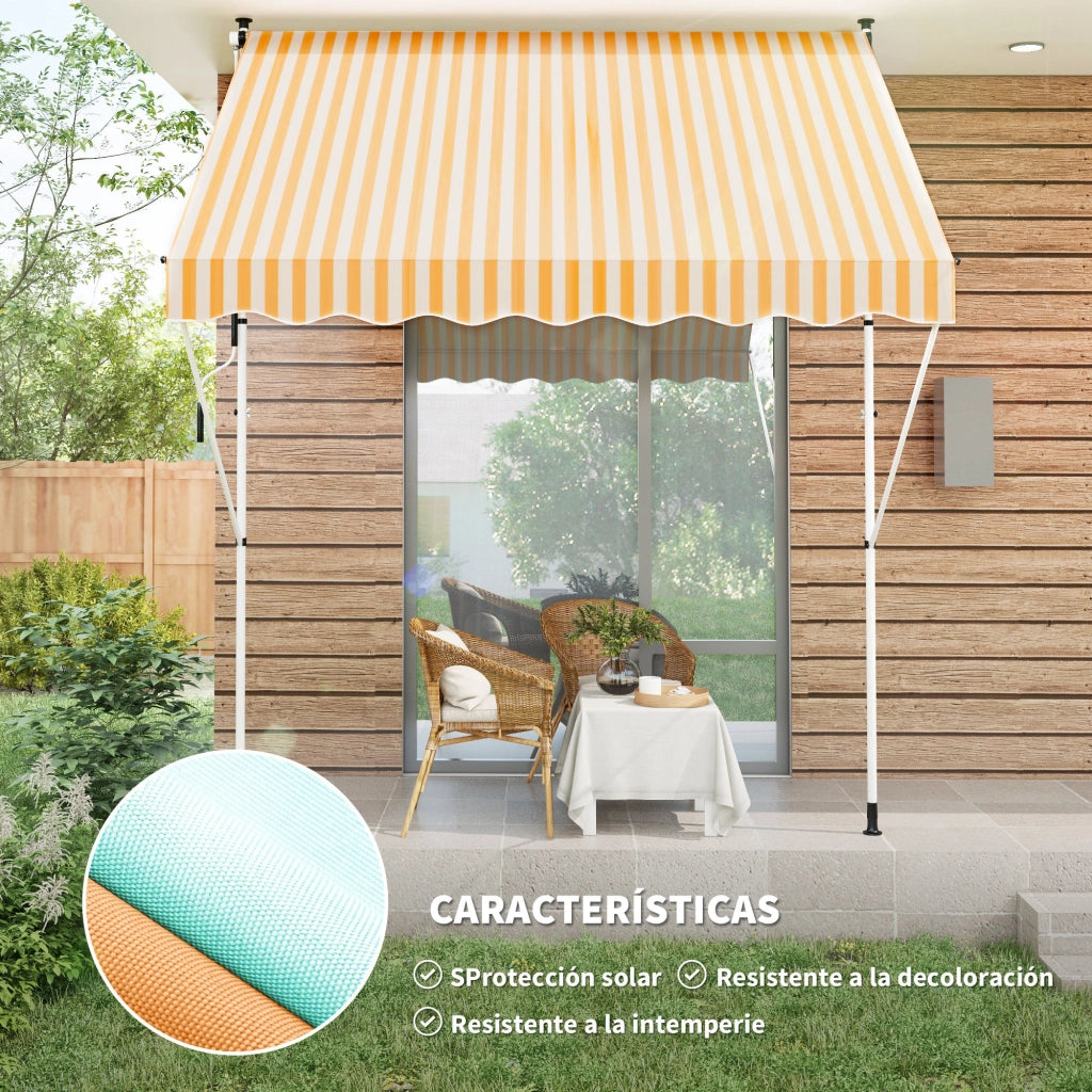 Toldo Manuale Retrattile per Terrazza ¨C zephmum ¨C Arancione 300x150x170-280 cm