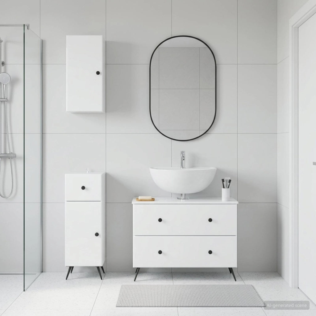 Set di armadietti da bagno in 3 pezzi BREDA Bianco Lucido 3417805