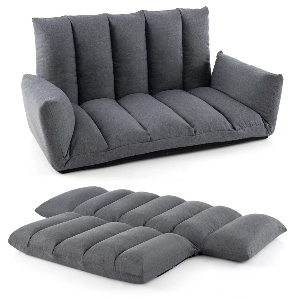 Divano pieghevole da terra 119 x 76 x 60 cm comfort personalizzabile ripiegabile per riporlo stile scandinavo tessuto grigio 20_0011002