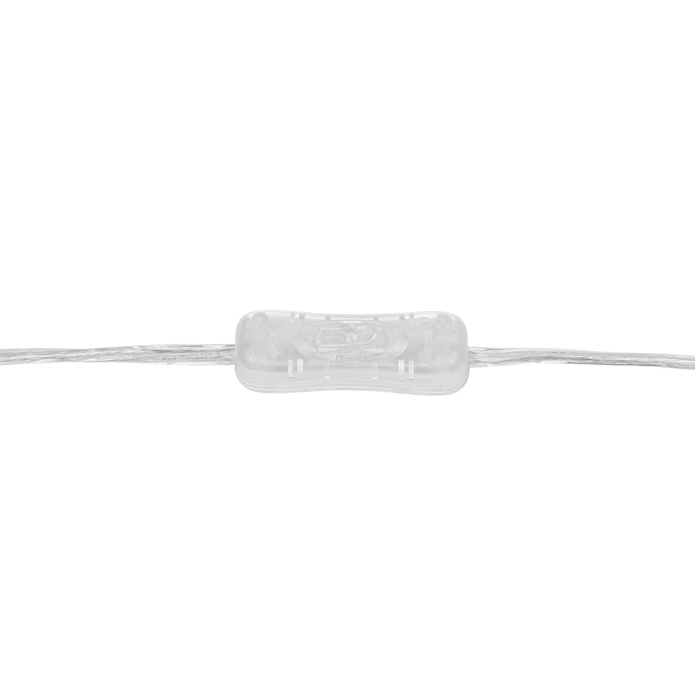 Lampada da Tavolo Turchese e Bianco con Base in Vetro Trasparente Paralume Tamburo in Poliestere Design Moderno