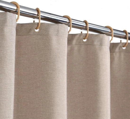 Douchegordino in velluto pesante 240 g/m², per bagno, con chiodi in stile hotel lussuoso, lavabile, colore taupe, 80 x 180 cm.