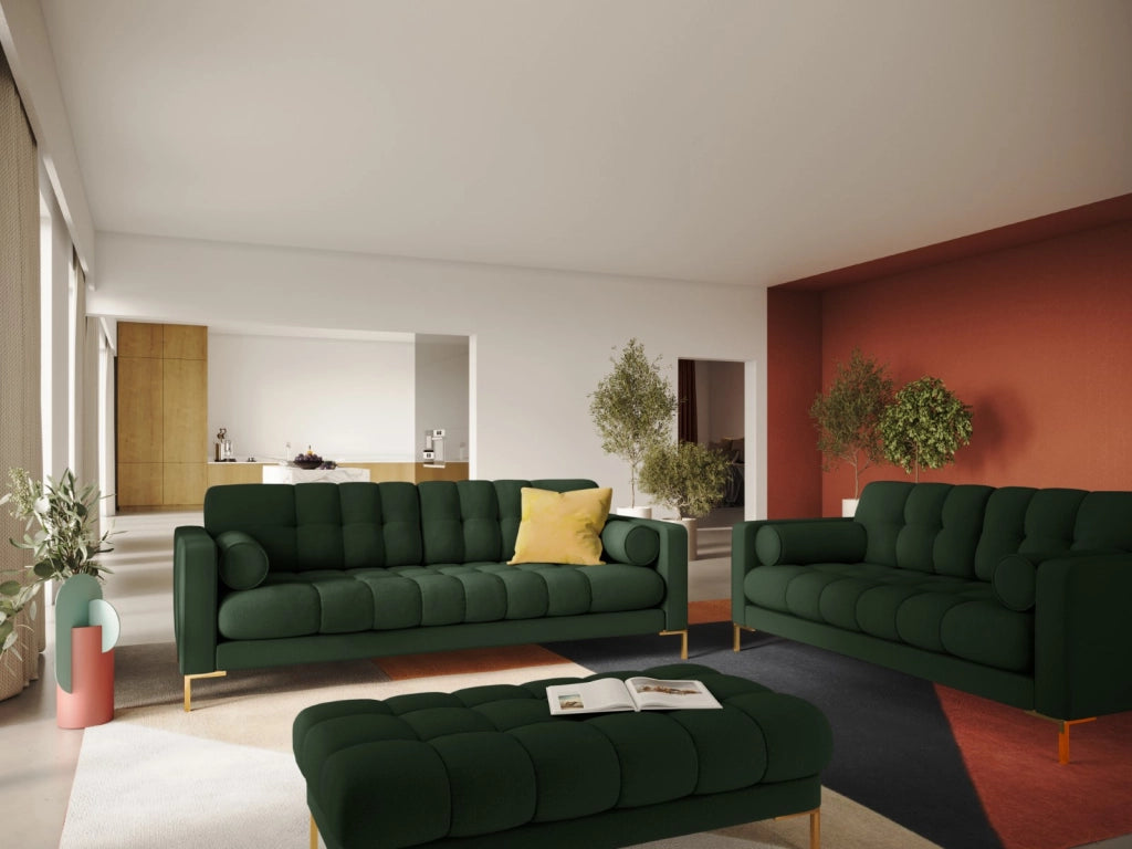 Cosmopolitan Design - Panca "Bali" 2 posti in tessuto strutturato verde scuro 
