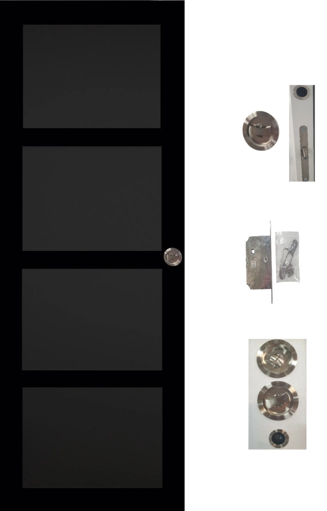 Porta scorrevole Telia nera 4 ante H204 x L73 + sistema tasche e kit di finitura inclusi