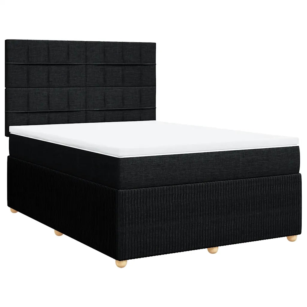 vidaXL Giroletto a Molle con Materasso Nero 140x190 cm in Tessuto