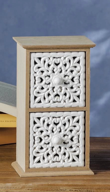 Mobiletto Cassettiera i legno mdf 2 cassetti 12 x 10 x 21 cm