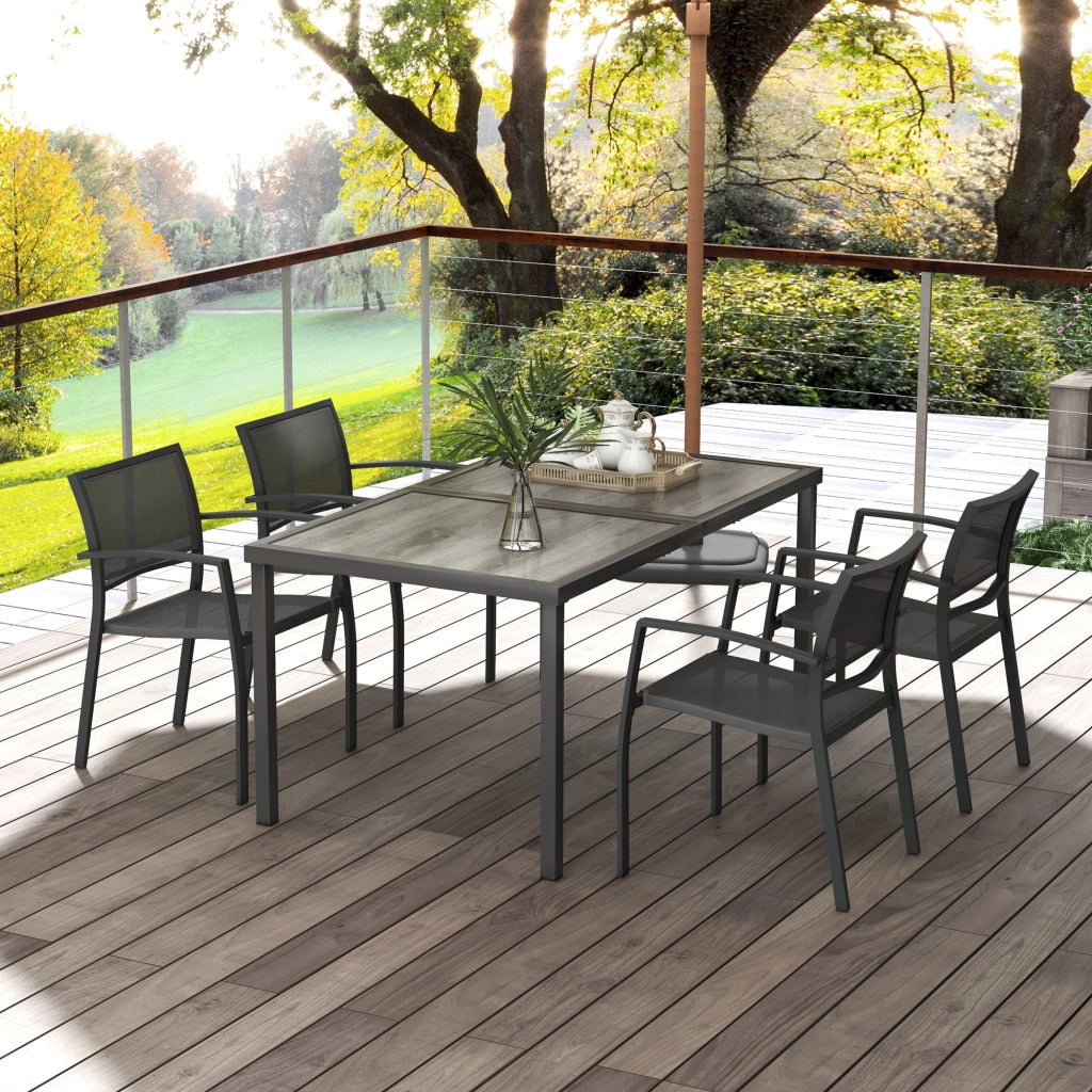 Set Giardino Sedia Tavolo 4 Posti ¨C zephmum ¨C Grigio 150x87x72 cm