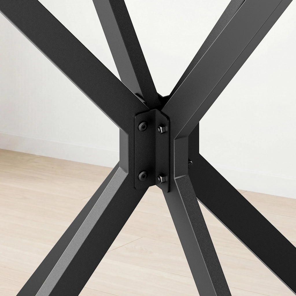 Tavolo da pranzo rotondo industriale Ø80 cm con gambe a X, marrone vintage e nero