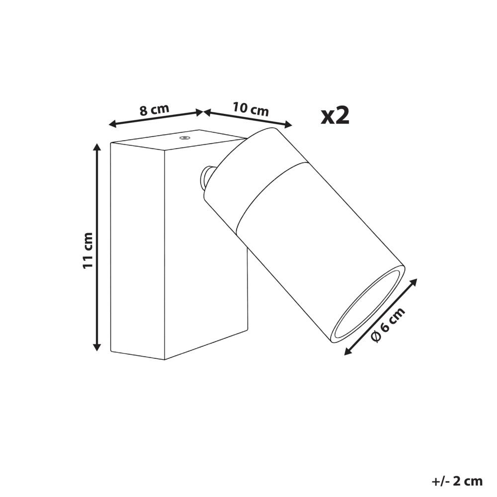 Set di 2 lampade da parete per esterni alluminio nero illuminazione moderna per esterni, alluminio