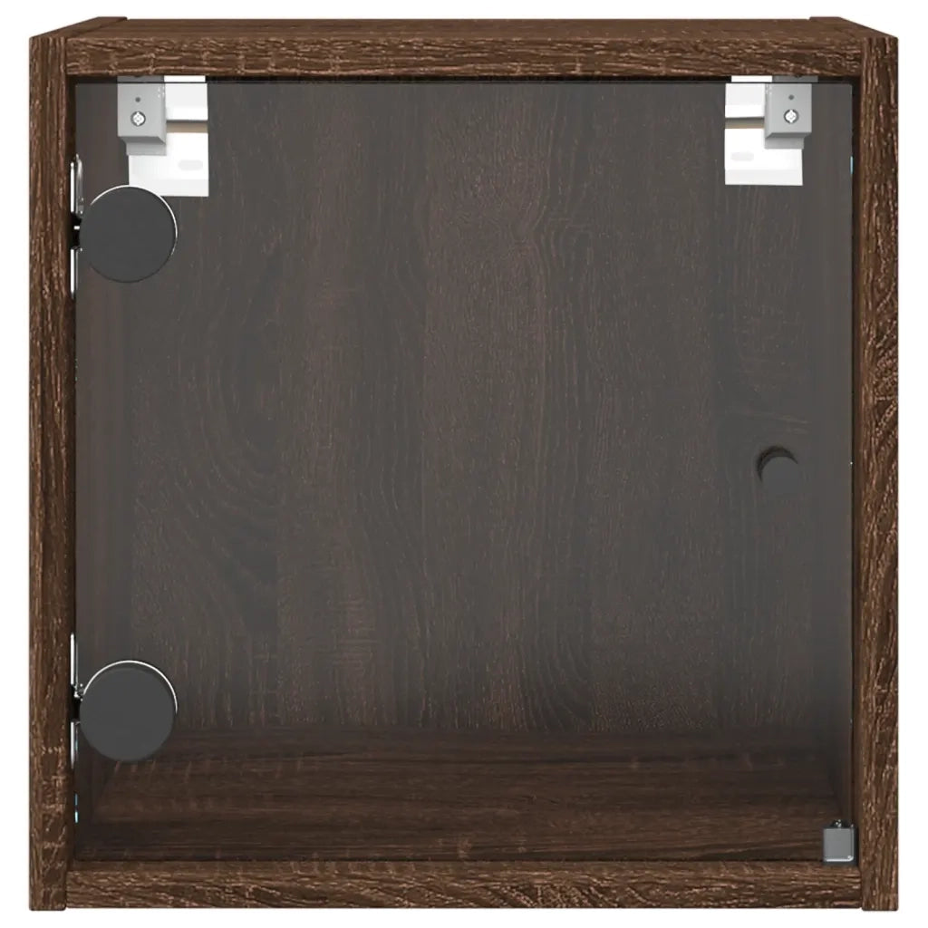 Comodini con Ante in Vetro 2pz-Set di 2 Tavolino da notte Rovere Marrone 35x37x35 cm
